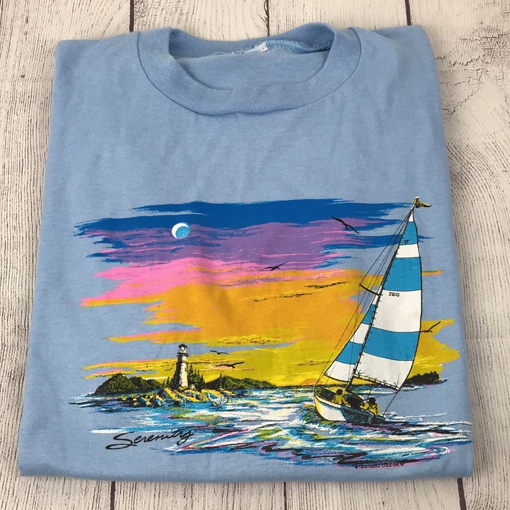 Unknown Brand Women's Sunset ''Serenity'' Short Sleeve Shirt